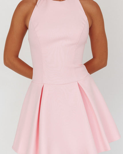 Pink Box Pleat Mini Dress