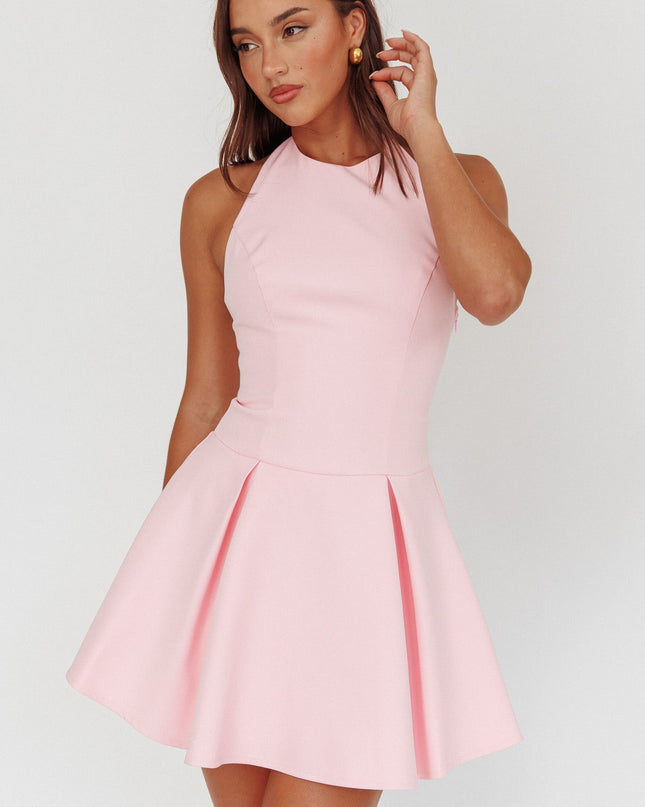 Pink Box Pleat Mini Dress