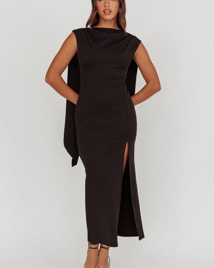 Black Love Shoulder Sash Maxi Dress