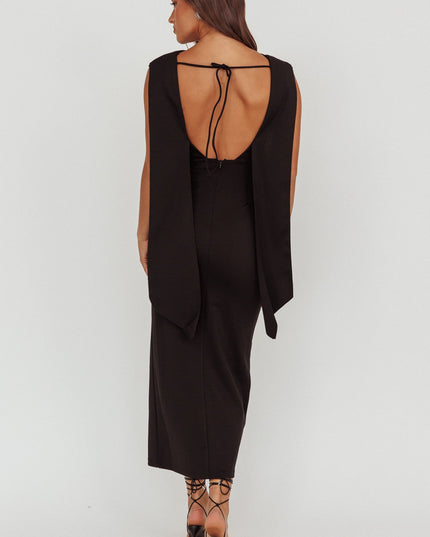 Black Love Shoulder Sash Maxi Dress