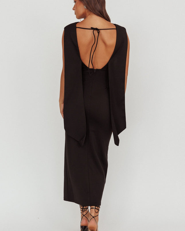 Black Love Shoulder Sash Maxi Dress