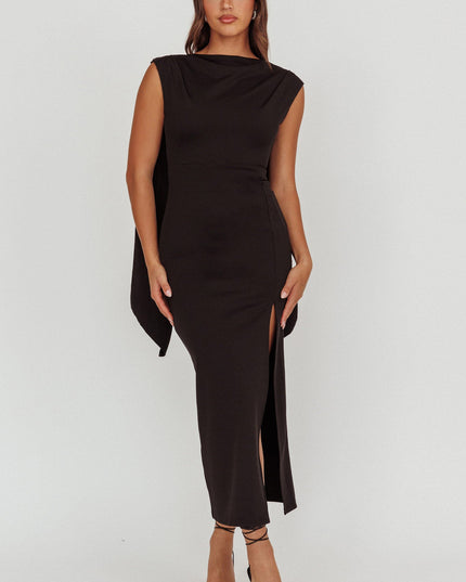 Black Love Shoulder Sash Maxi Dress