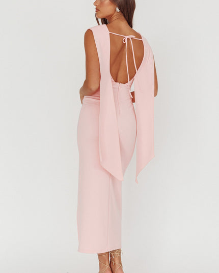Pink Love Shoulder Sash Maxi Dress