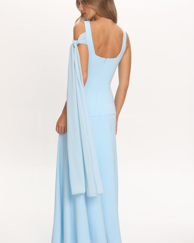 Light Blue Neckline Maxi Dress