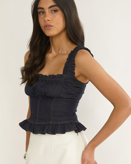 Indigo Pacer Smocked Top