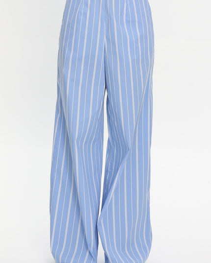 Blue Wide Leg Pants Stripe