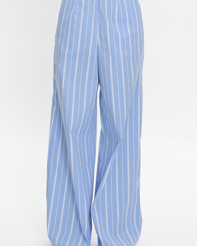 Blue Wide Leg Pants Stripe