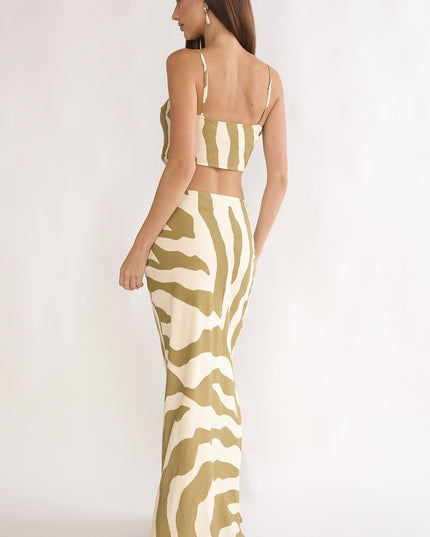Khaki Maxi Skirt Zebra