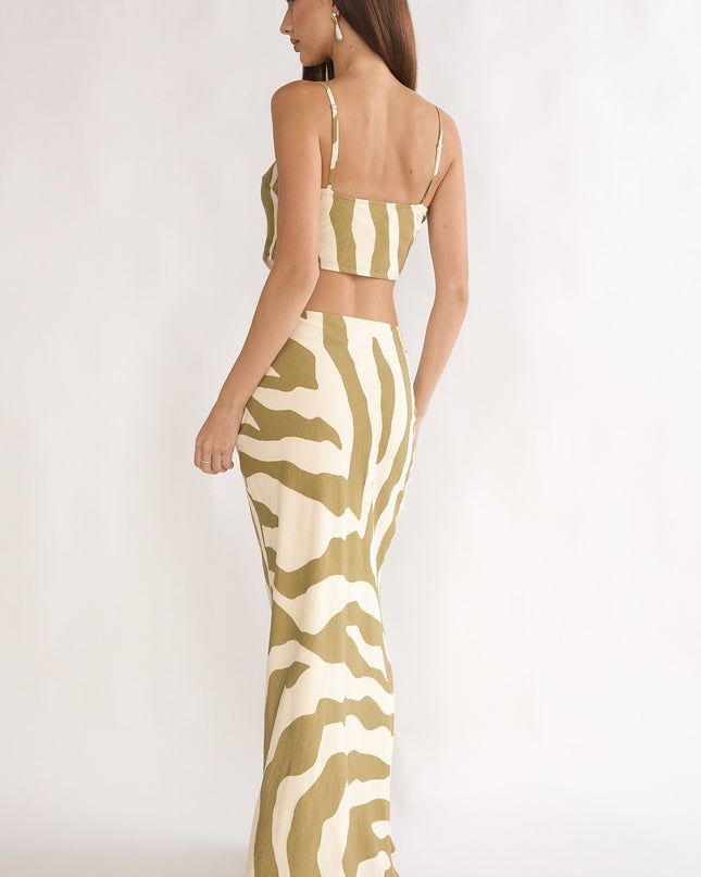 Khaki Maxi Skirt Zebra