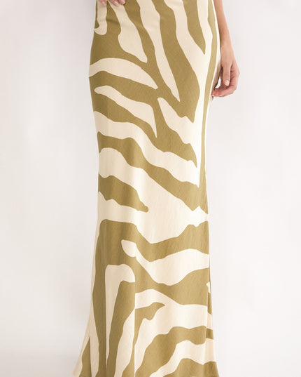 Khaki Maxi Skirt Zebra