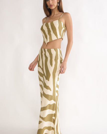 Khaki Maxi Skirt Zebra