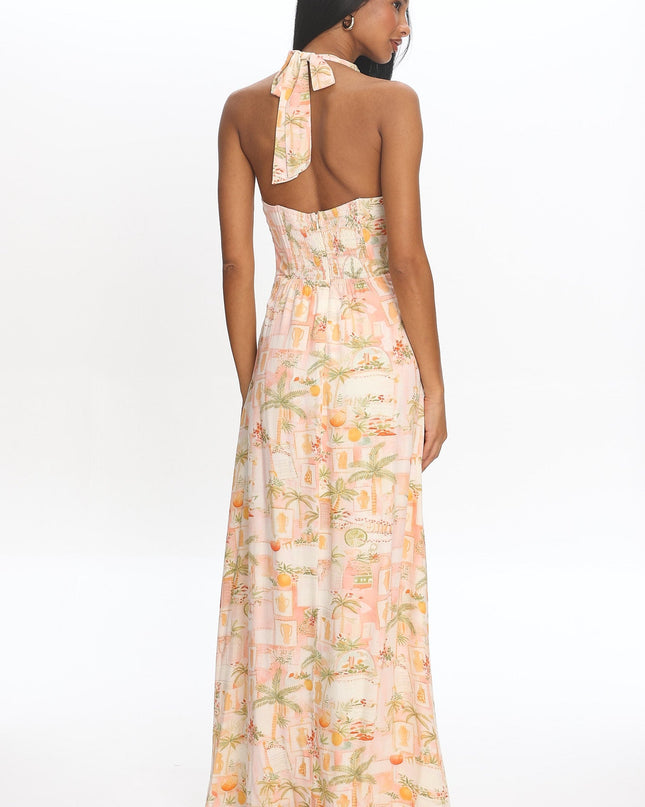 Apricot Beach Halterneck Maxi Dress Print