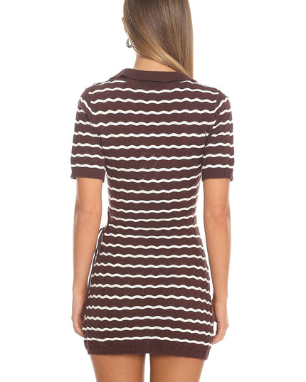 Chocolate Stripe Cutout Polo Dress