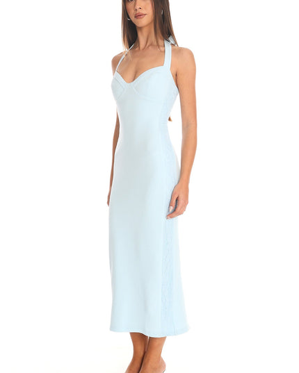 Light Blue Halter Midi Dress