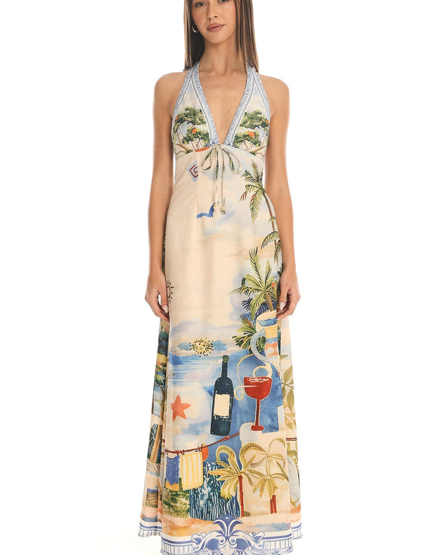 Blue Halter Maxi Dress