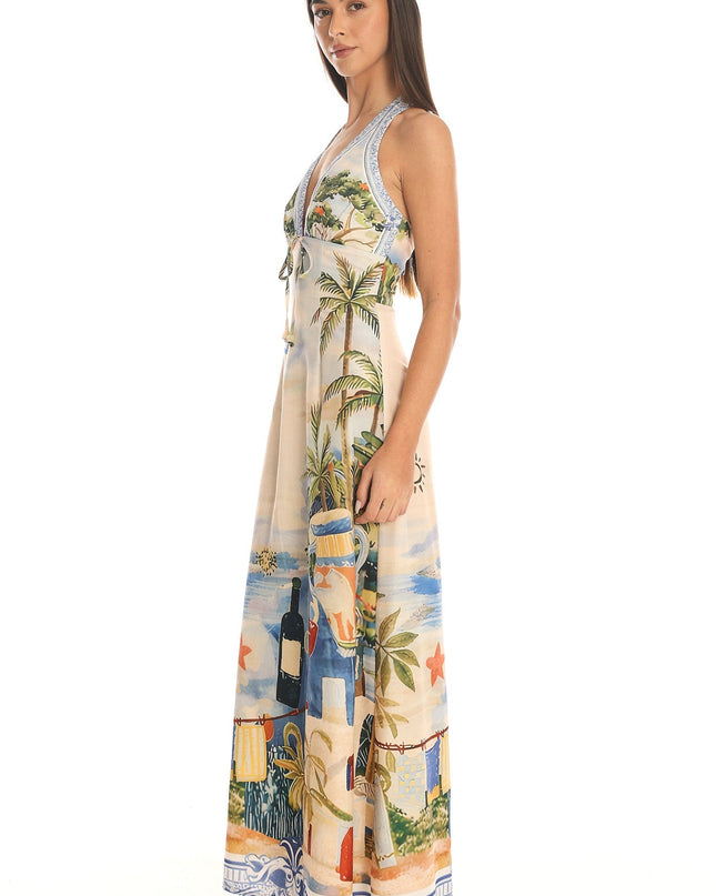 Blue Halter Maxi Dress