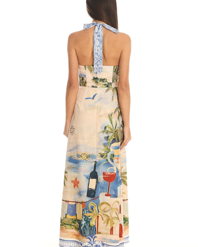 Blue Halter Maxi Dress