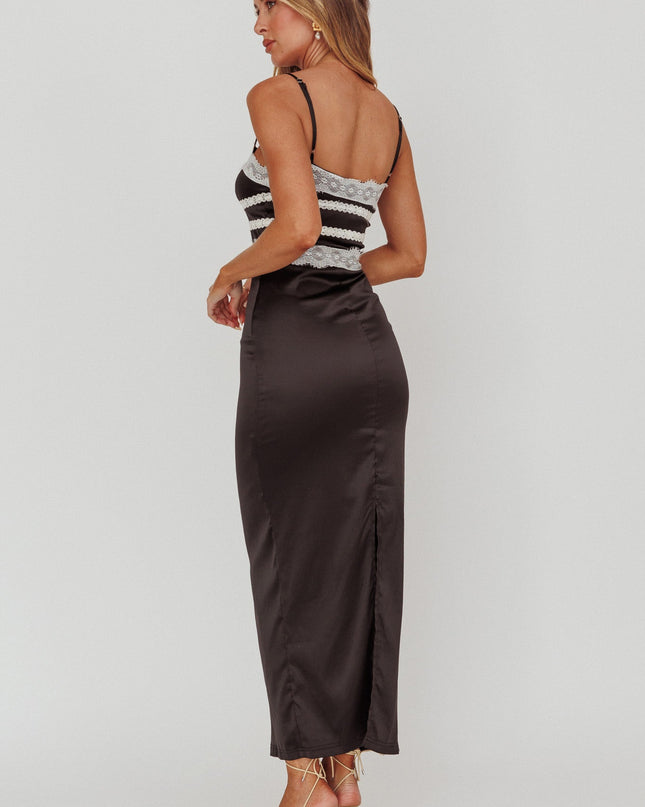 Black Lace Trim Maxi Dress