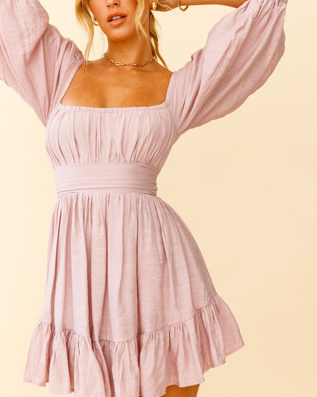 Blush Off-Shoulder Tie-Up Back Dress