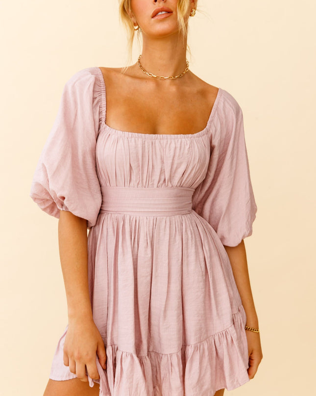 Blush Off-Shoulder Tie-Up Back Dress