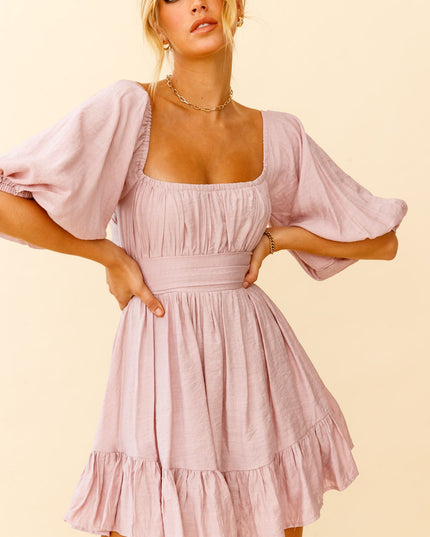 Blush Off-Shoulder Tie-Up Back Dress