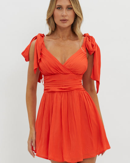 Cherry Red Tied Shoulder Mini Dress