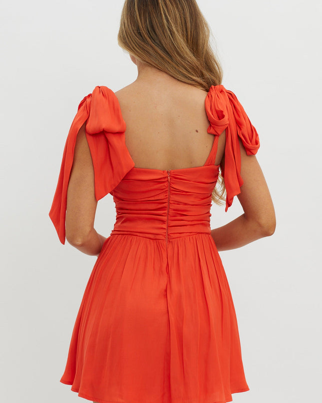 Cherry Red Tied Shoulder Mini Dress