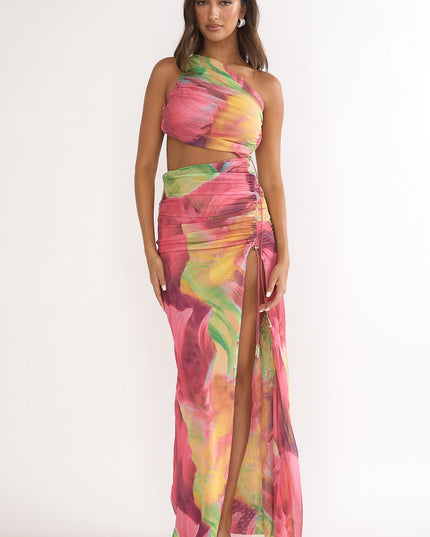 Multi Open Back Cut-Out Maxi Dress Red