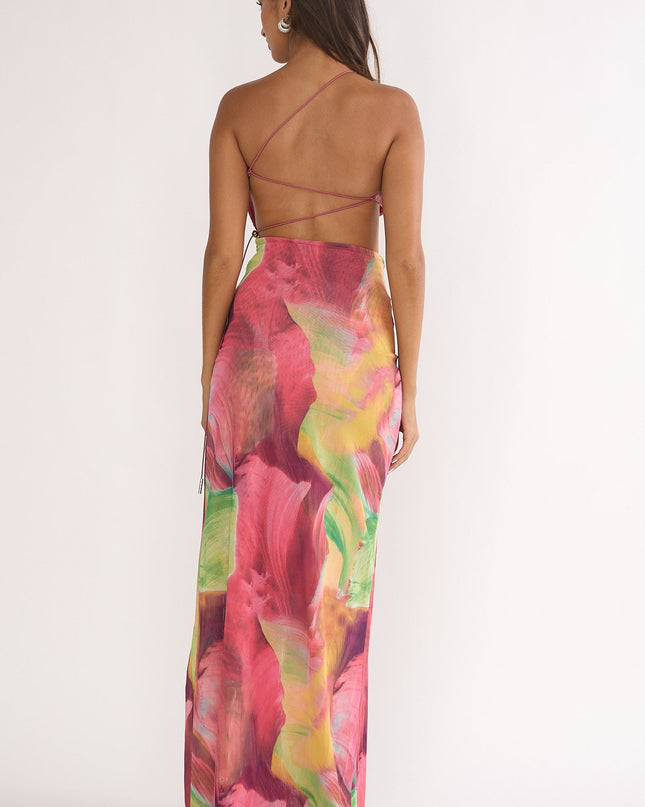 Multi Open Back Cut-Out Maxi Dress Red