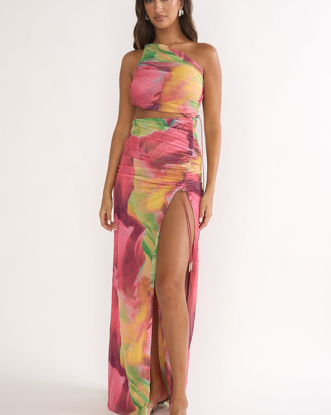 Multi Open Back Cut-Out Maxi Dress Red