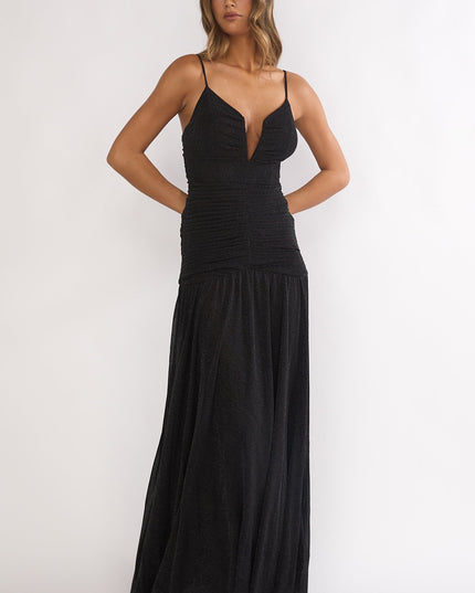 Black Drop Waist Maxi Dress Sparkle