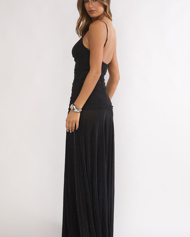 Black Drop Waist Maxi Dress Sparkle