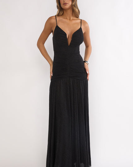 Black Drop Waist Maxi Dress Sparkle