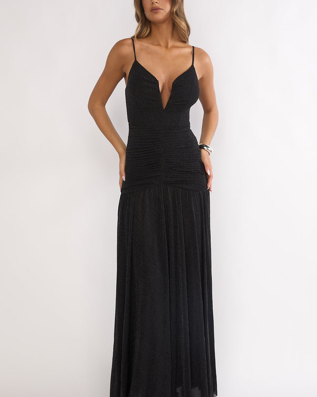 Black Drop Waist Maxi Dress Sparkle