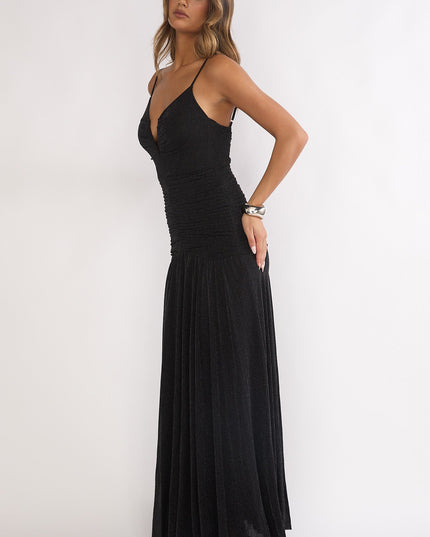 Black Drop Waist Maxi Dress Sparkle
