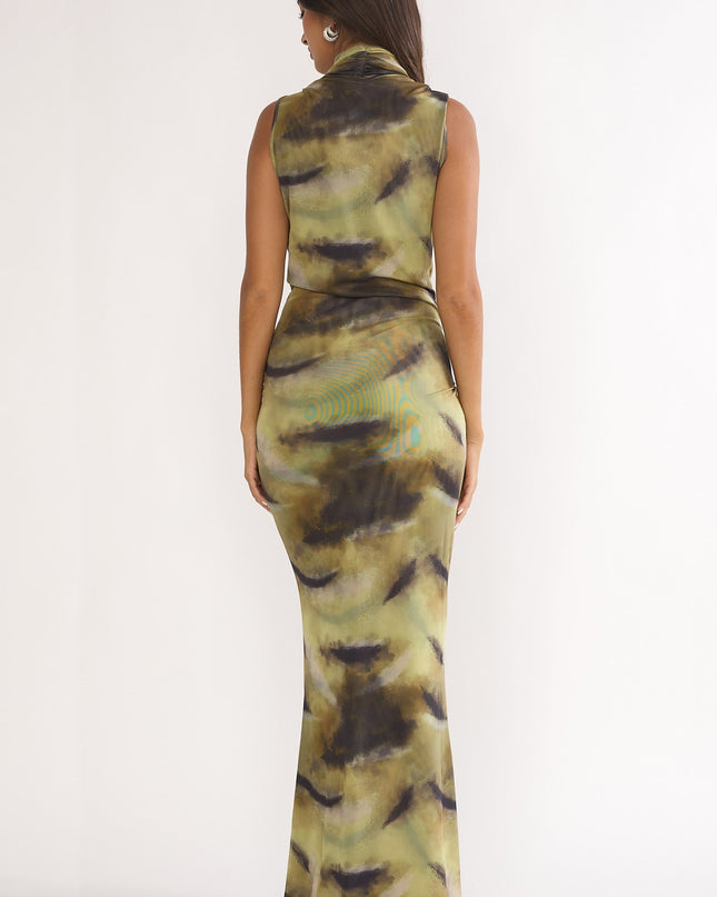 Moss Sleeveless Cowl Maxi Dress