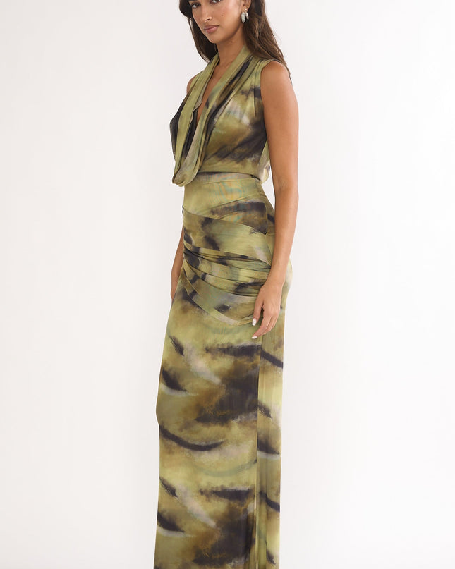Moss Sleeveless Cowl Maxi Dress