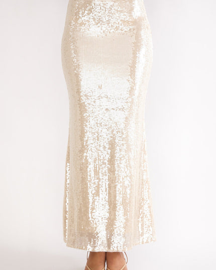 Champagne Sequin Maxi Skirt