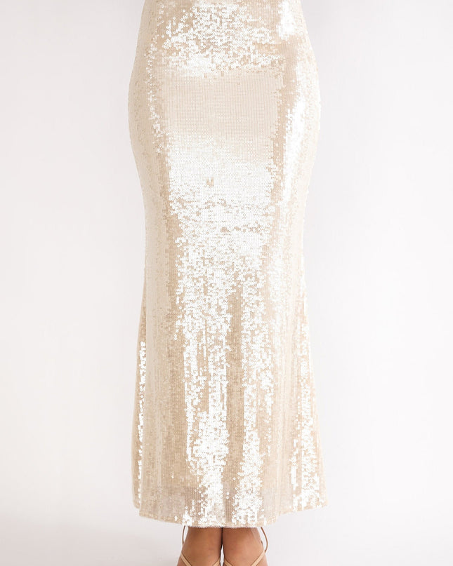 Champagne Sequin Maxi Skirt