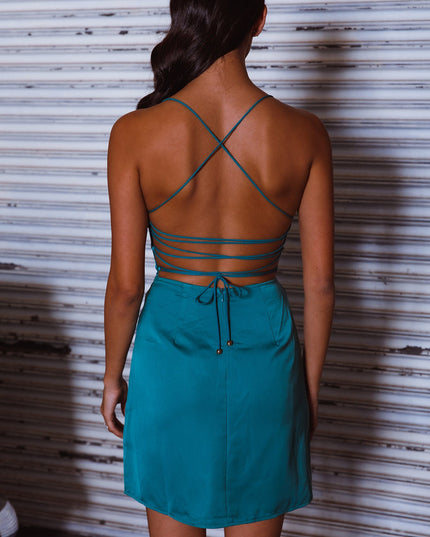 Green A Dream Pintuck Bust Mini Dress
