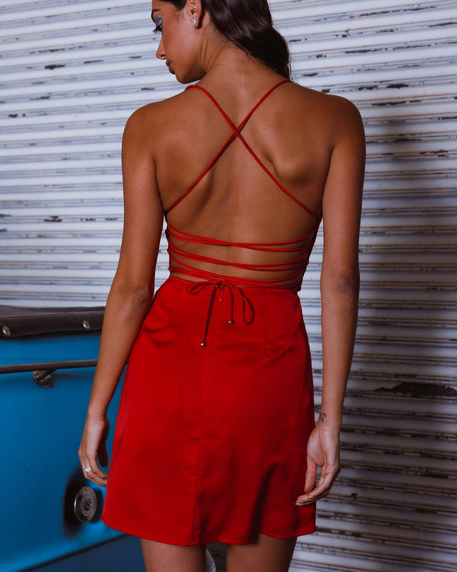 Red A Dream Pintuck Bust Mini Dress
