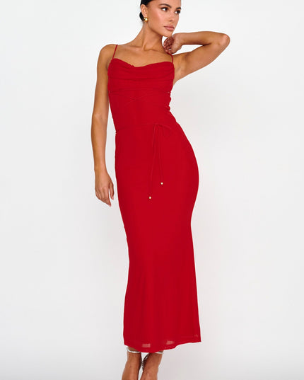 Red Waist Maxi Dress