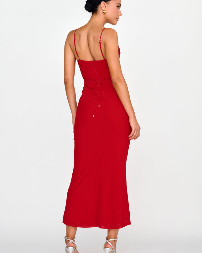 Red Waist Maxi Dress