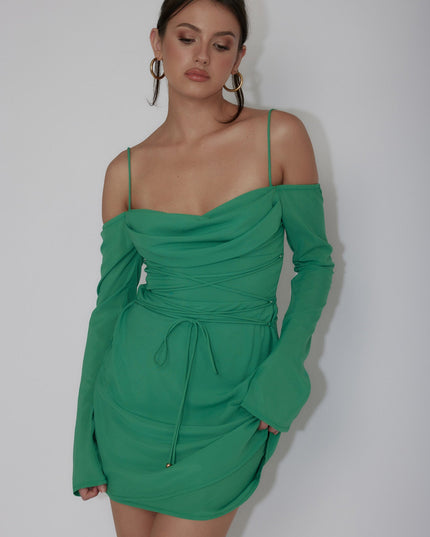 Jade Off-Shoulder Sleeve Laced Mini Dress