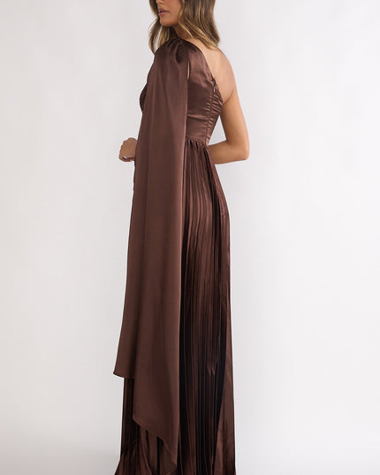 Chocolate Pleated Maxi Dress