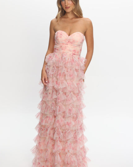 Blush Tiered Frill Maxi Dress Floral