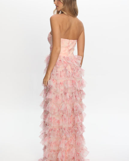 Blush Tiered Frill Maxi Dress Floral