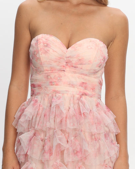 Blush Tiered Frill Maxi Dress Floral