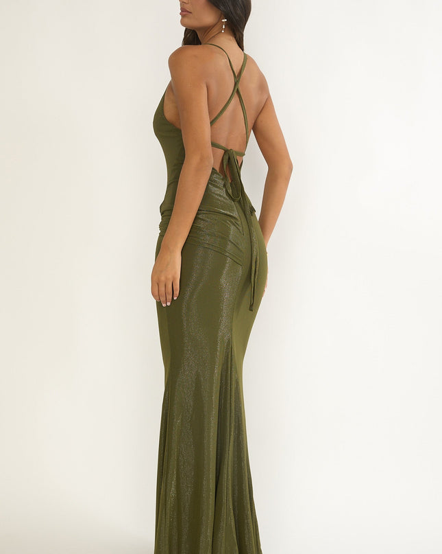 Olive Back Maxi Dress