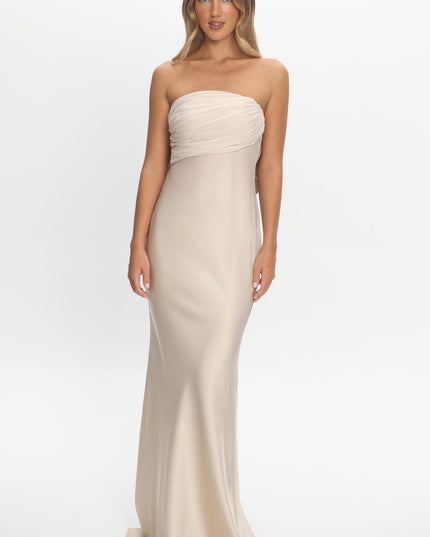 Champagne Strapless Maxi Dress
